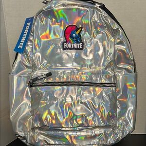 Silver Holographic Backpack with Reflective Design